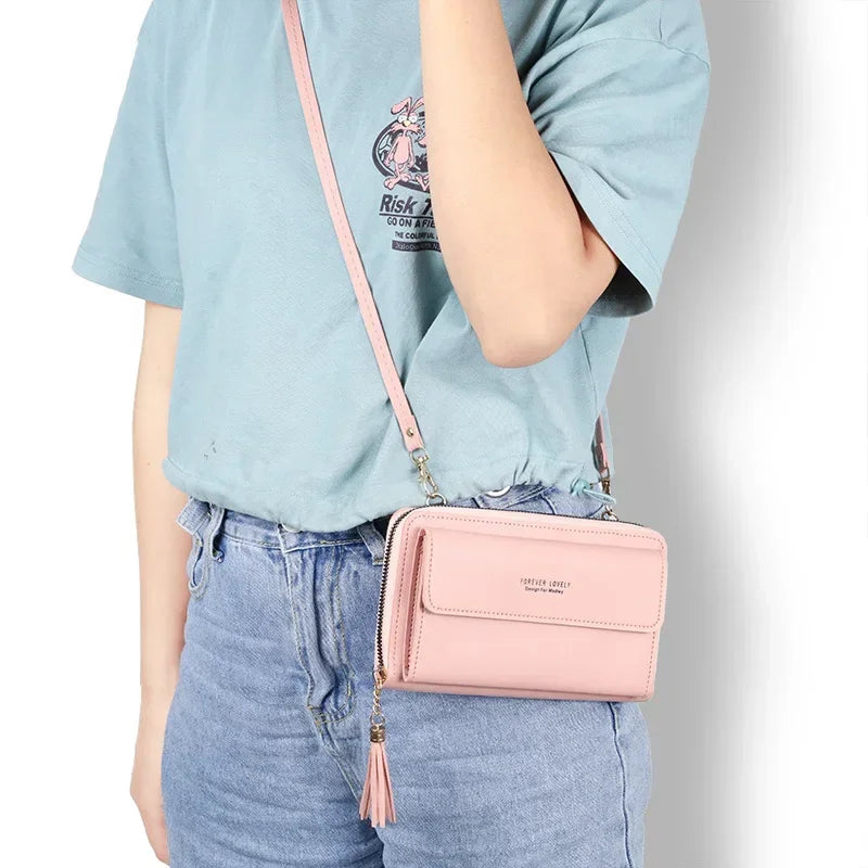Fashion Phone Pouch Mini Messenger Bag Clutch Wallet Soft Leather Crossbody Bag