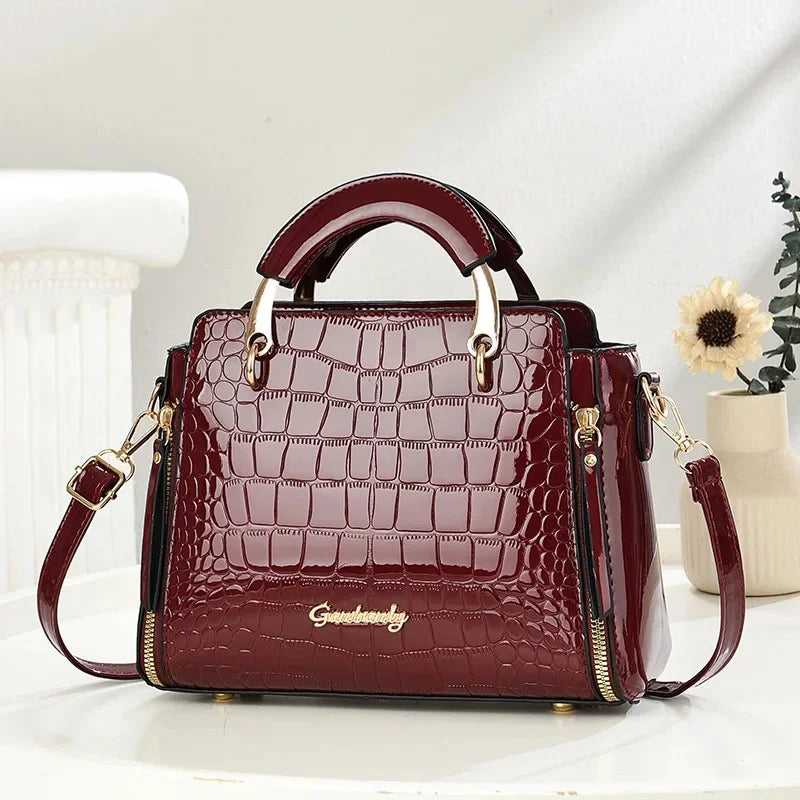 Fashionable Ladies Stone Pattern Printed Handbag Shoulder Bag