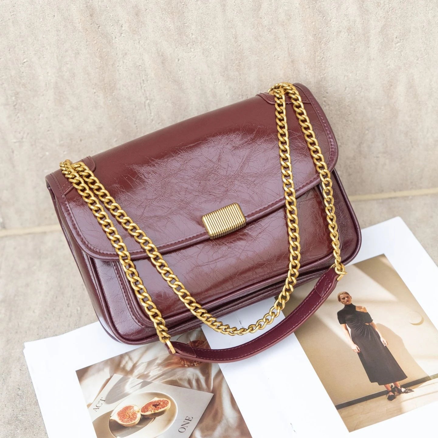 Luxury small square shoulder bag women fashion genuine cowhide leather satchel