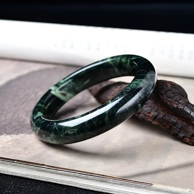 Natural Nephrite Green Jade Bangle Jewelry