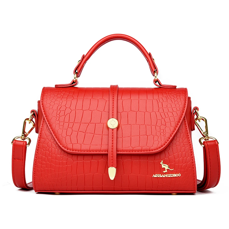 Crocodile Pattern Leather Crossbody Bag Shoulder Messenger Sac