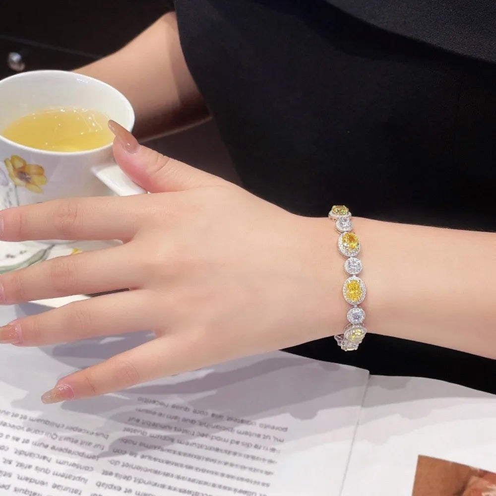 Handmade Lab Topaz Diamond Bracelet Bangle 925 Sterling Silver Bracelet Jewelry