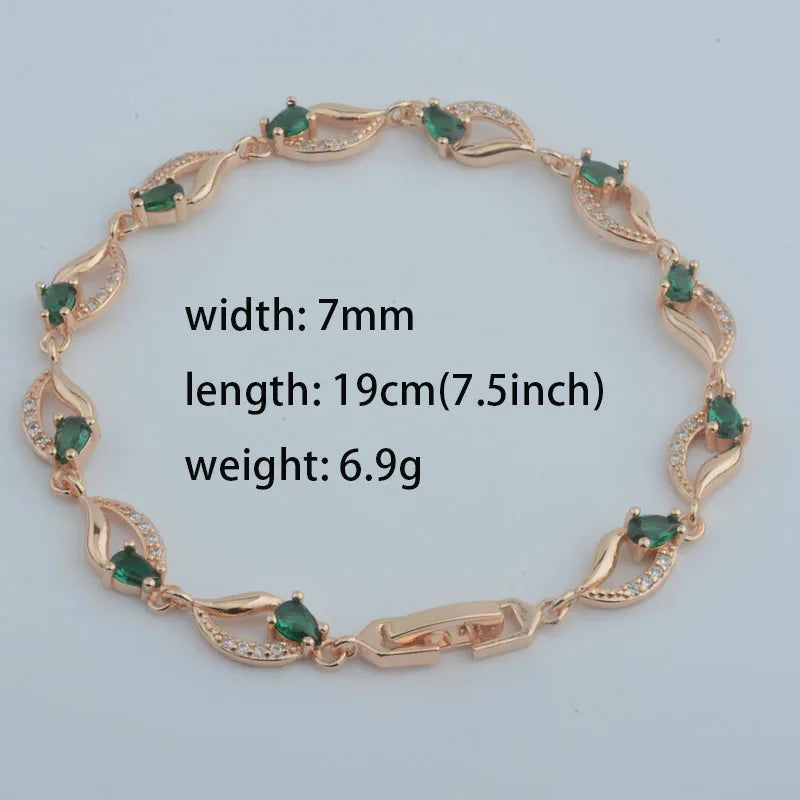 2 Color Rose Gold Color Green Pink Zircon Stone Jewelry