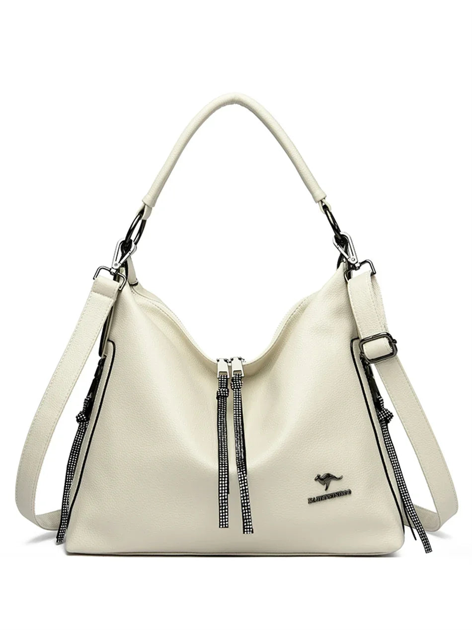 High Quality Leather Shoulder Bag Top-handle Casual Large Capacity Messenger Bag