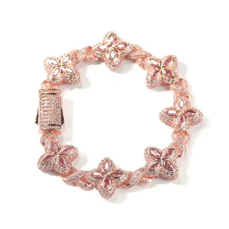 Iced Baguette CZ Floral Infinity Bracelet Jewelry