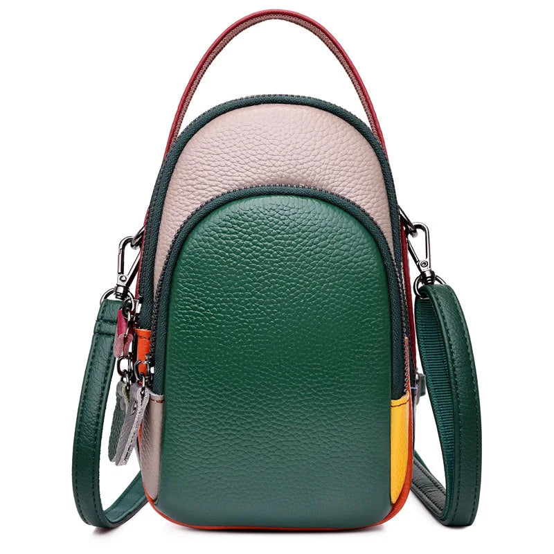Leather mobile phone pocket change collector color head layer cowhide casual bag
