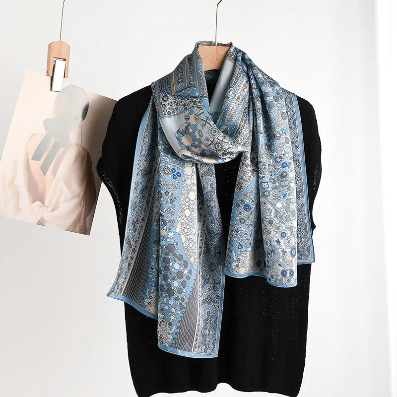 100% elegant Silk Scarf Shawl Beach Silk Scarfs Luxury Print