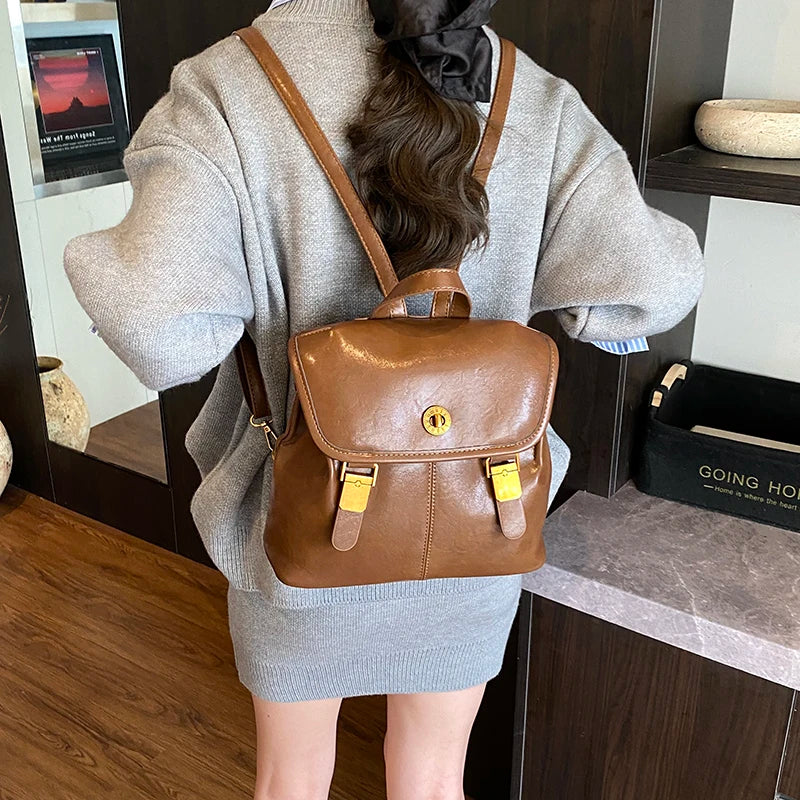 Small Pu Leather Backpacks Fashion Vintage Luxury Bag