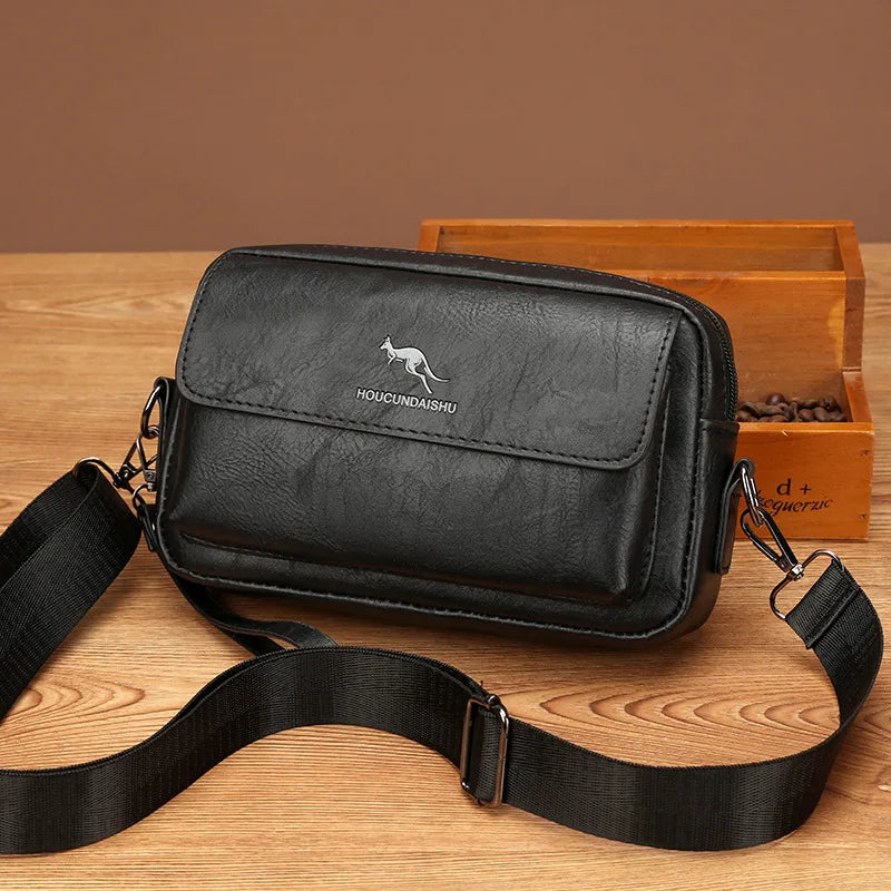PU Leather Men's Clutch Long Wallet Mini Shoulder Bag