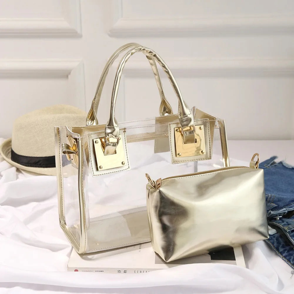 Transparent Jelly Crossbody Bag PVC Designer Square Handbag Large Capacity Bag