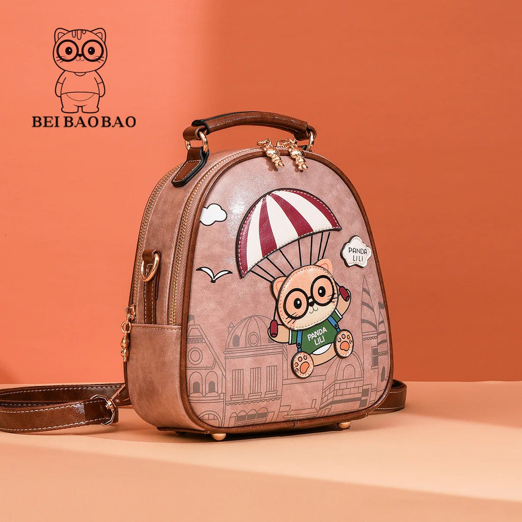 Soft Leather Small Backpack Shoulder Bag Multifunction Travel Bag