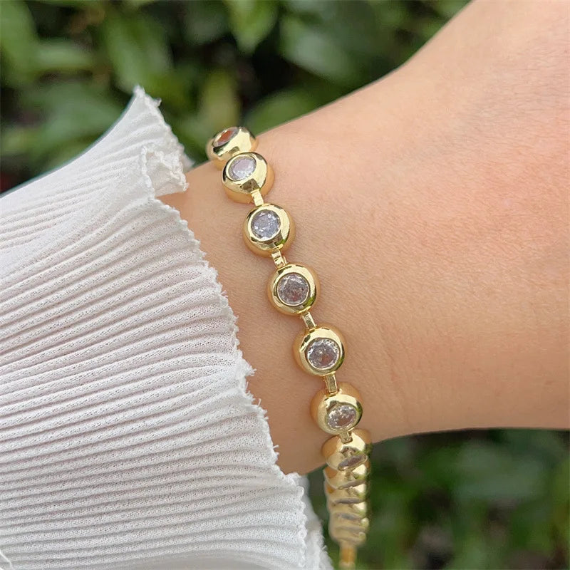 Fashionable Multi Style Copper Plated 18K Gold Zircon Bracelet