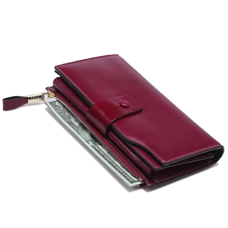 Women Leather Wallet For Cell Phone Genuine Leather Purse Coin Purse