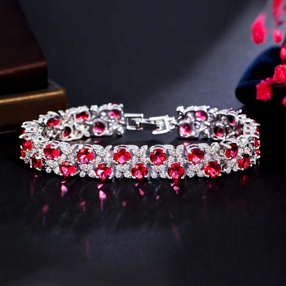 Luxury Shiny Yellow Cubic Zirconia Leaf Flower Shape Bracelet Fashion Jewelry