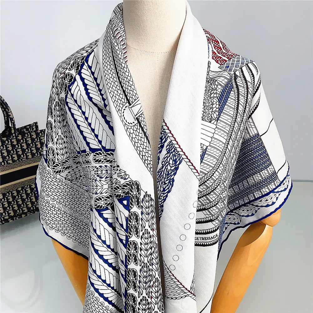 Elegant Faux Silk Wool Scarf 130x130cm Smooth Soft Large Gift Ladies Warm Wrap