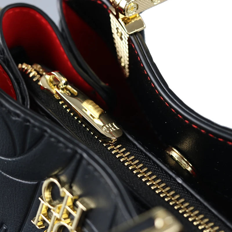 Fashion Embossed Handbag Luxury PU Leather Top Handle Bag
