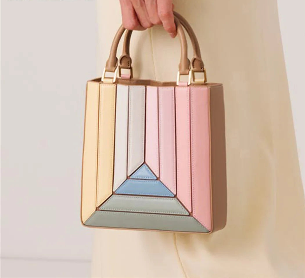 Design paneled handbag small luxury PU leather messenger bag