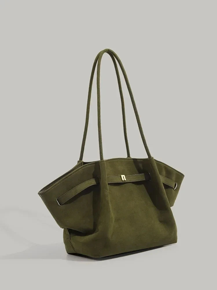Large Capacity Handbag Chamois Leather Frosted Dumpling Bag High-End Feel Shoulder Bag
