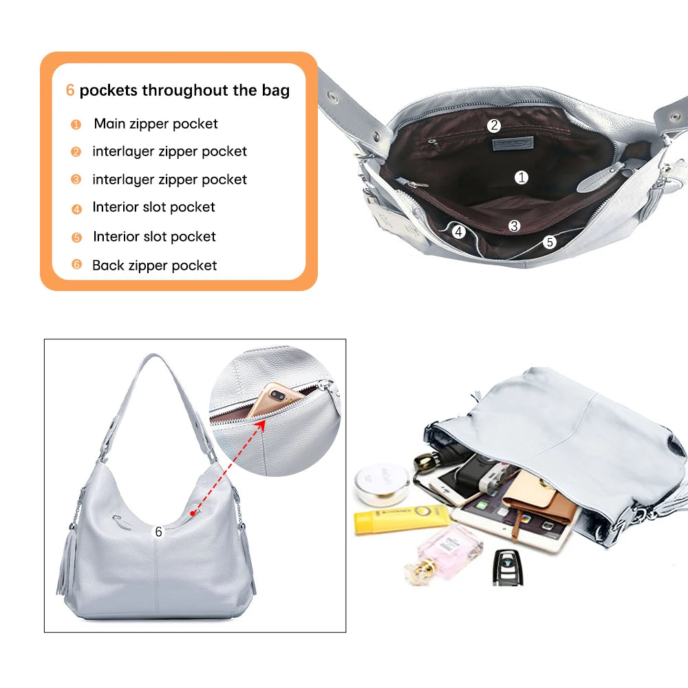 Fashionable Soft Real Genuine Leather Women Handbag