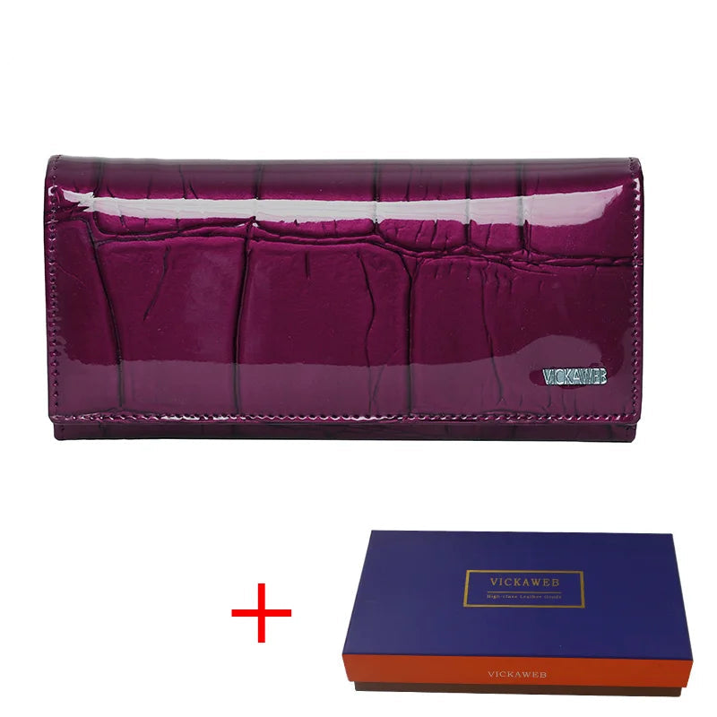 Genuine Leather Women Wallet Magnetic Hasp Female Long Purse Ladies Coin Purses