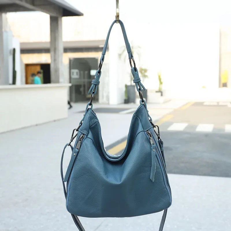 High Quality Women's Real Cow Leather Luxury Handbag Large Capacity Shoulder Bag