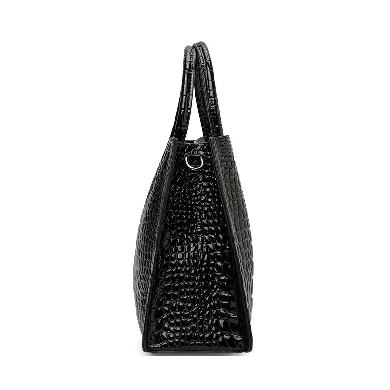 Luxury Crocodile Pattern Genuine Leather Tote Bag Large-Capacity