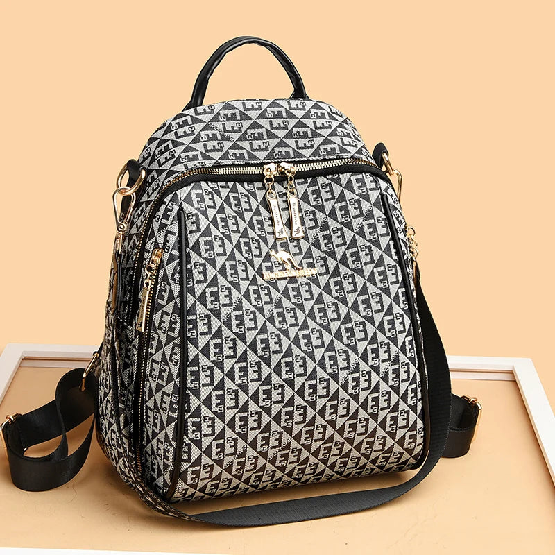 Fashion Retro Backpack Famous Designer Letter Printed Female Shoulder Bag