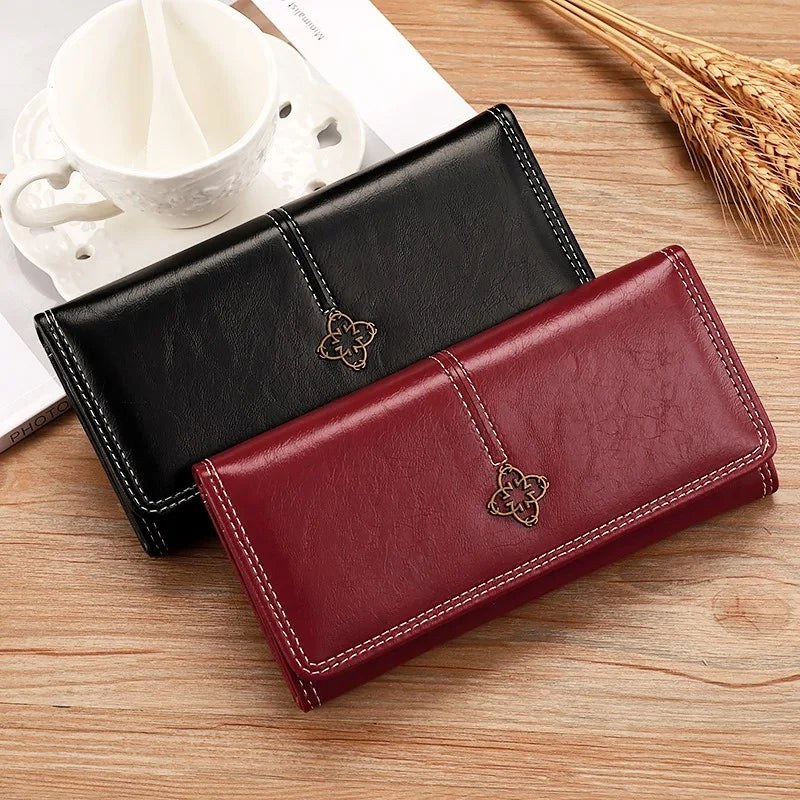 Long Leather Multi Card Slots Large Capacity Vintage Wallet