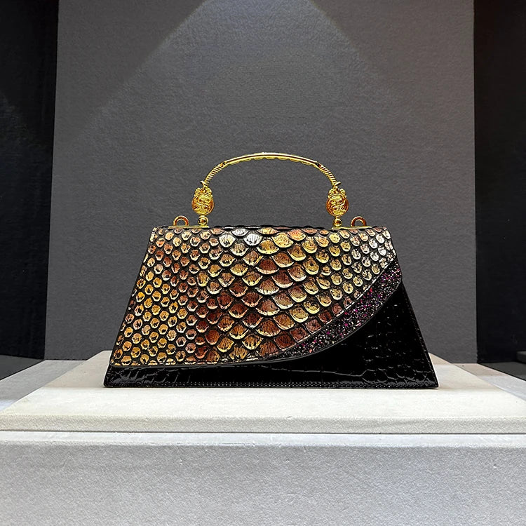 Luxury Design Dragon Scale Crocodile Print Shoulder Bag