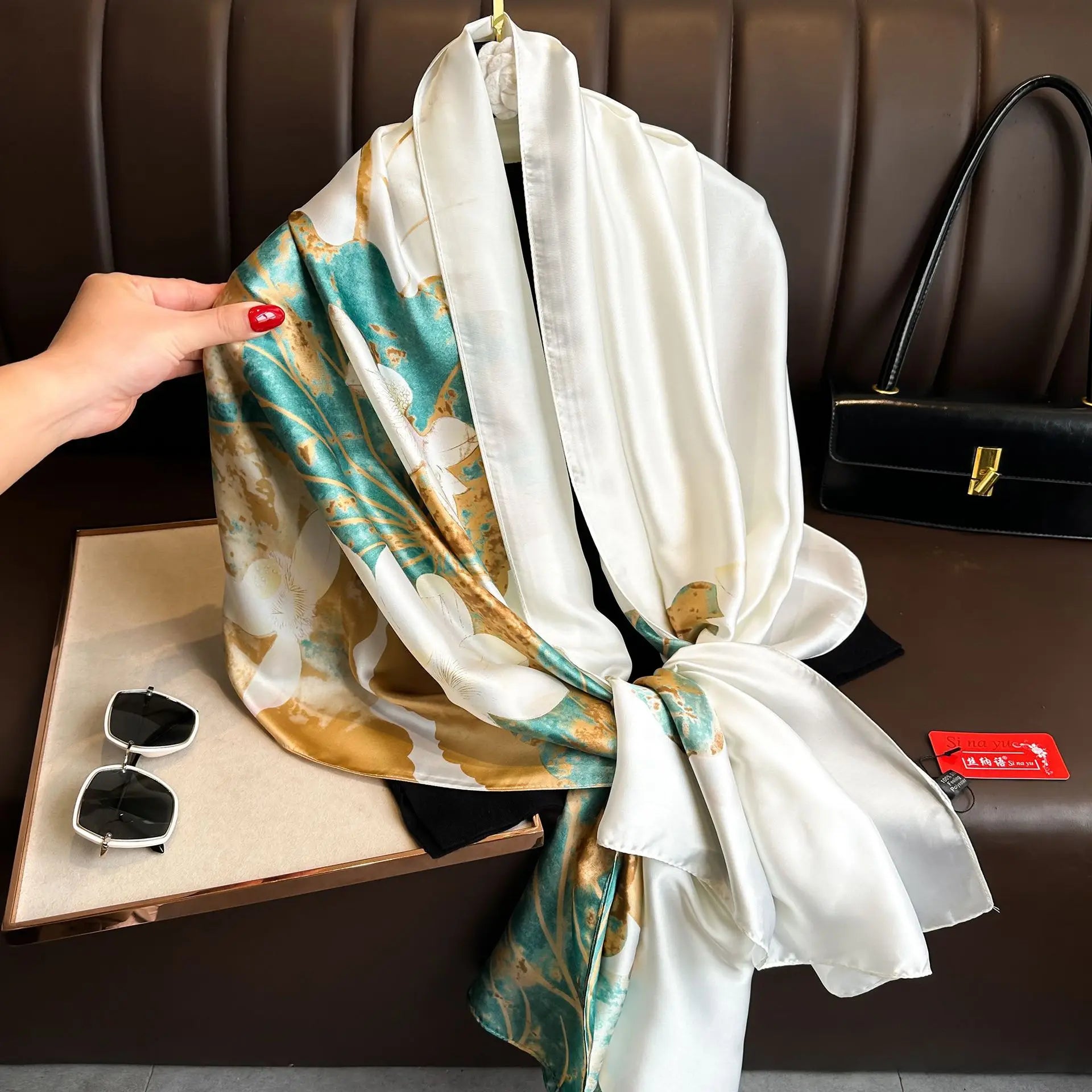 Luxury Brand Silk Scarves Women Fashion Print 180X90CM Long Silk Headscarf