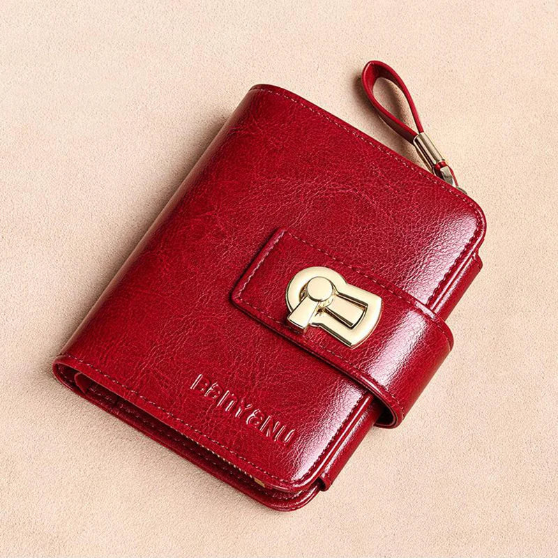 Genuine Leather Purse Wallet Small Zipper Card Holder