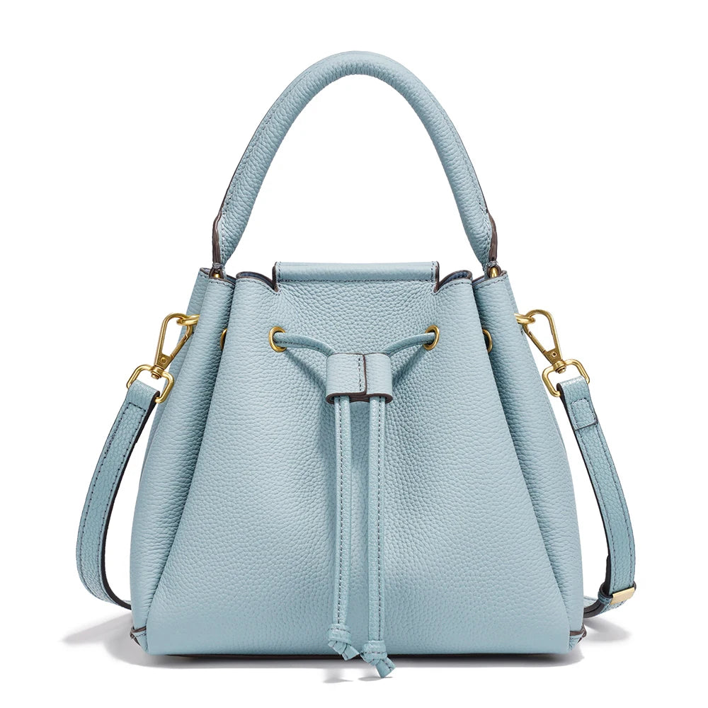 Genuine Leather Top-Handle Bag Simple Fashion Bucket Bag