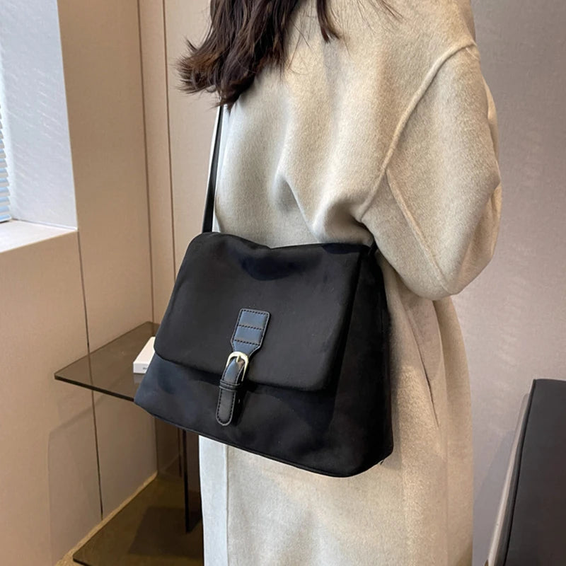 Vintage Suede Soft PU Leather  Shoulder Bags Large Capacity