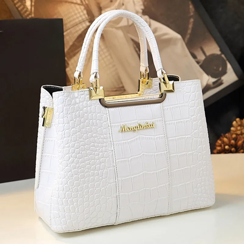 Genuine Leather Women Handbag Crocodile Pattern Tote Bag