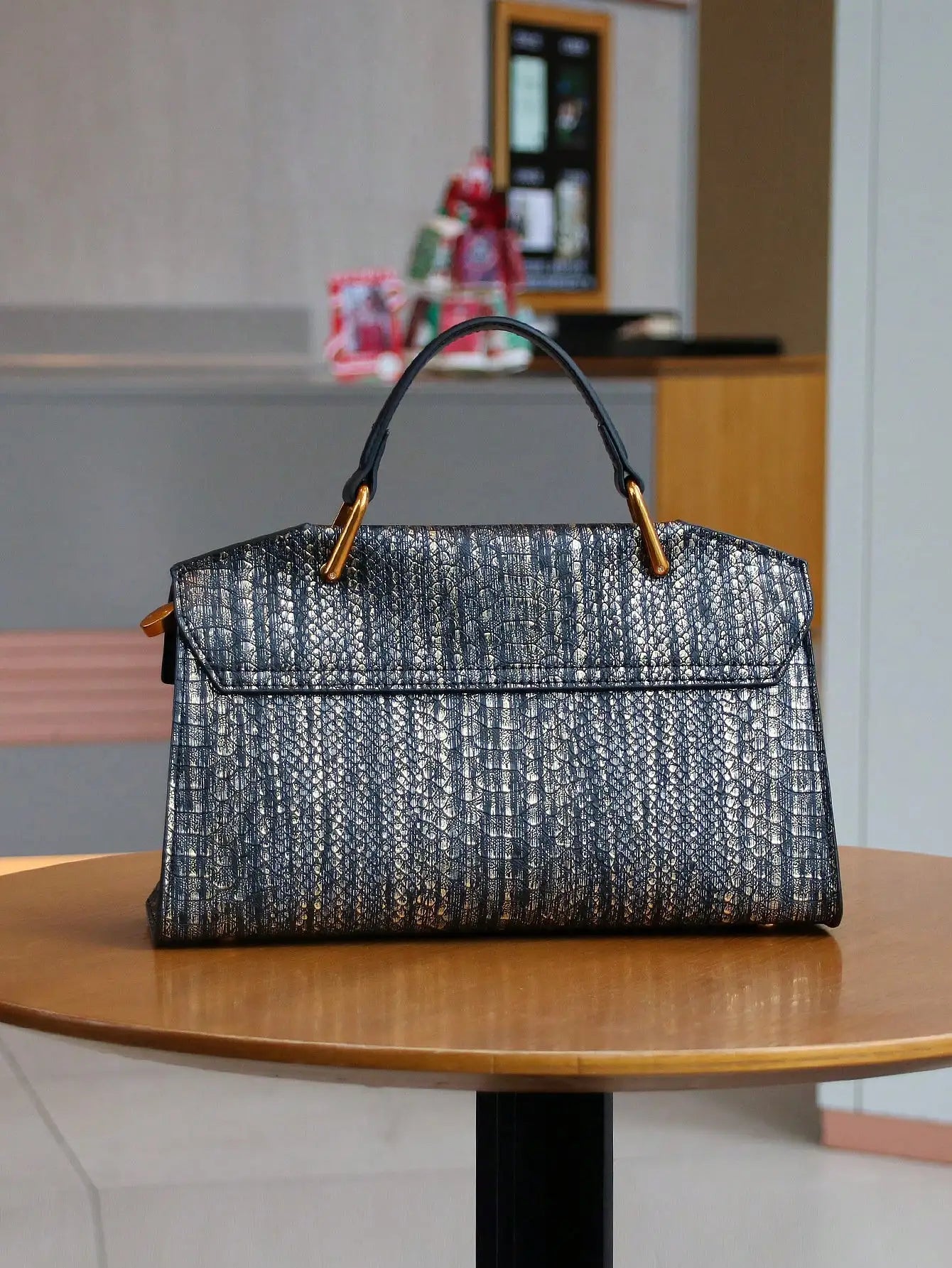 Retro blue snake-shaped high-grade handbag fashion luxury handbag large-capacity