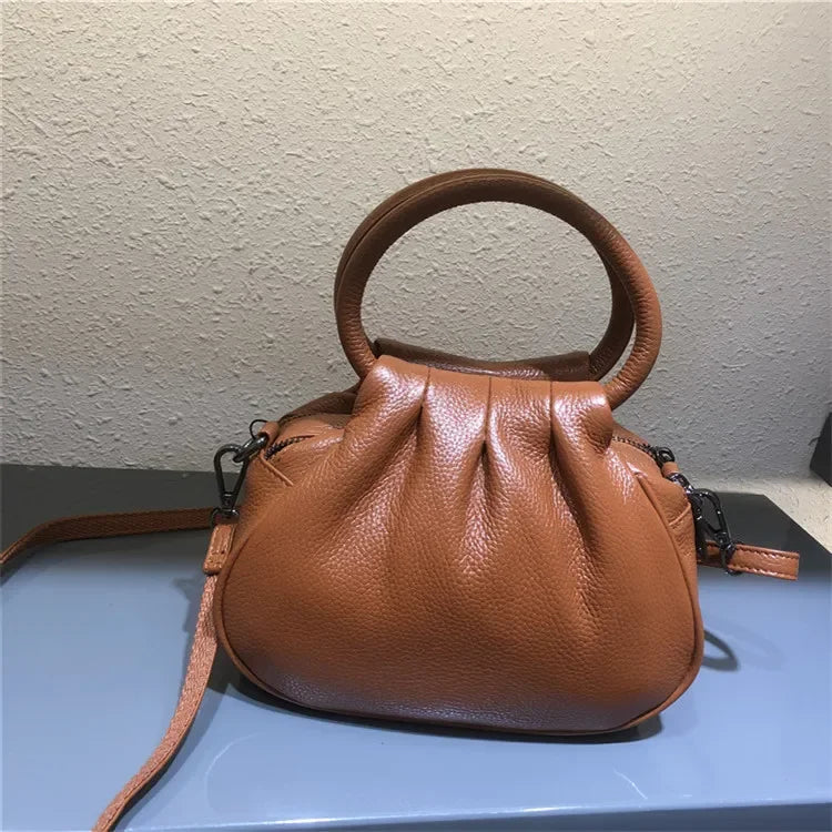 Luxury Design Cowhide Leather Shoulder Bag Women's Handbag