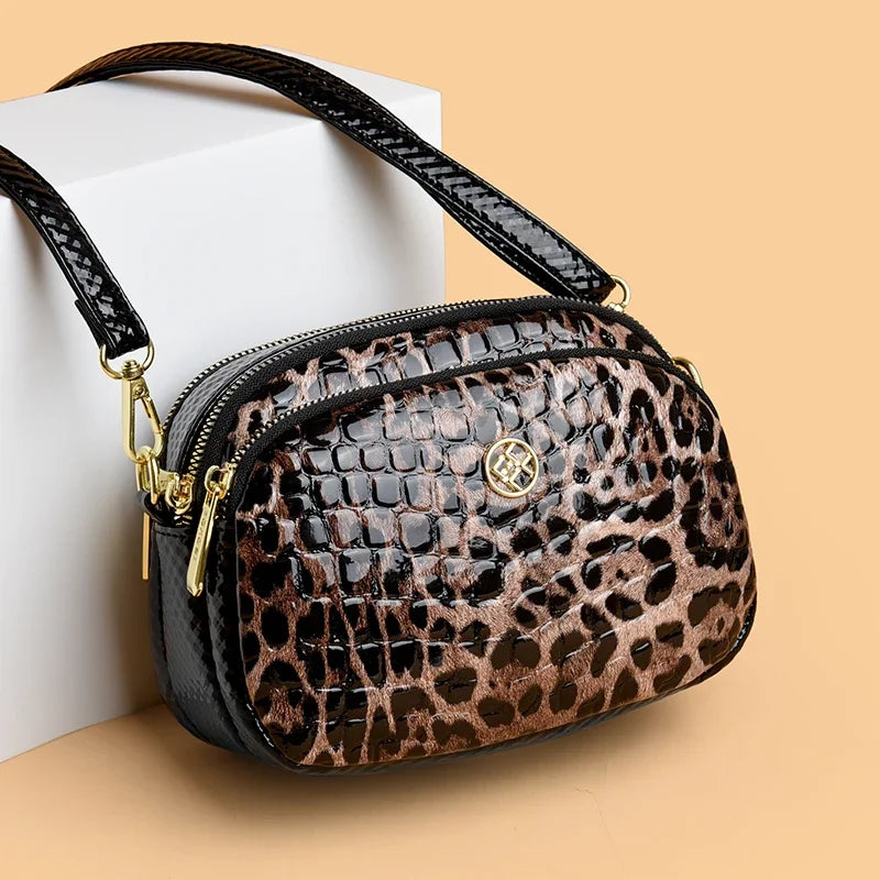 Women's Small Messenger Bag PU Leather Shiny Shoulder Bag Fashion Saddle Bags