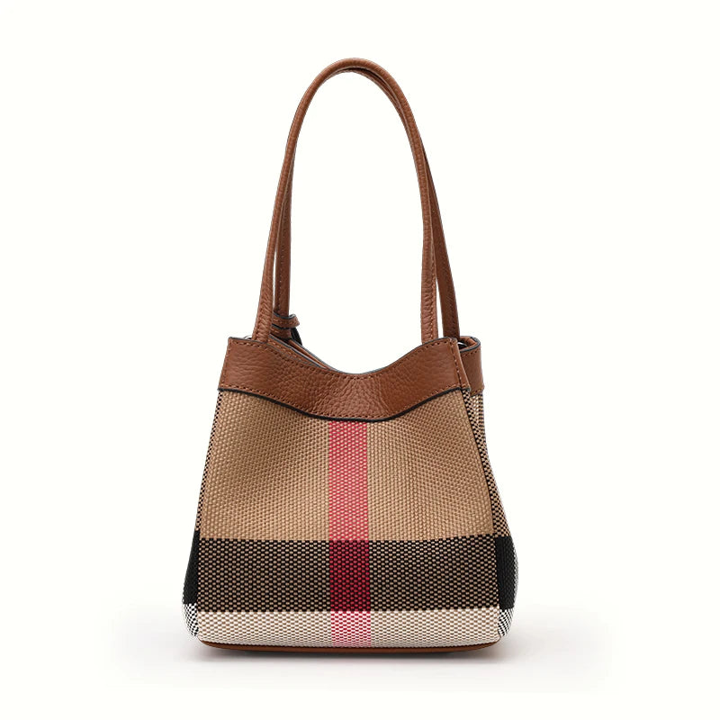 Small Checkered Handbag Elegant Chic Design Fashionable Style Bucket Bag