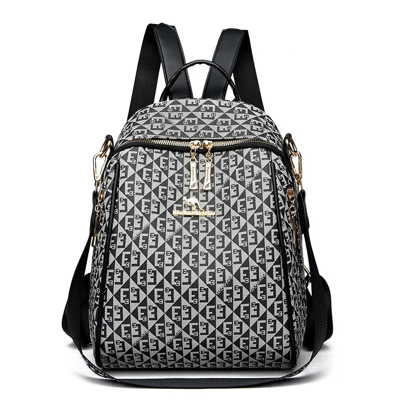 Fashion Retro Backpack Famous Designer Letter Printed Female Shoulder Bag