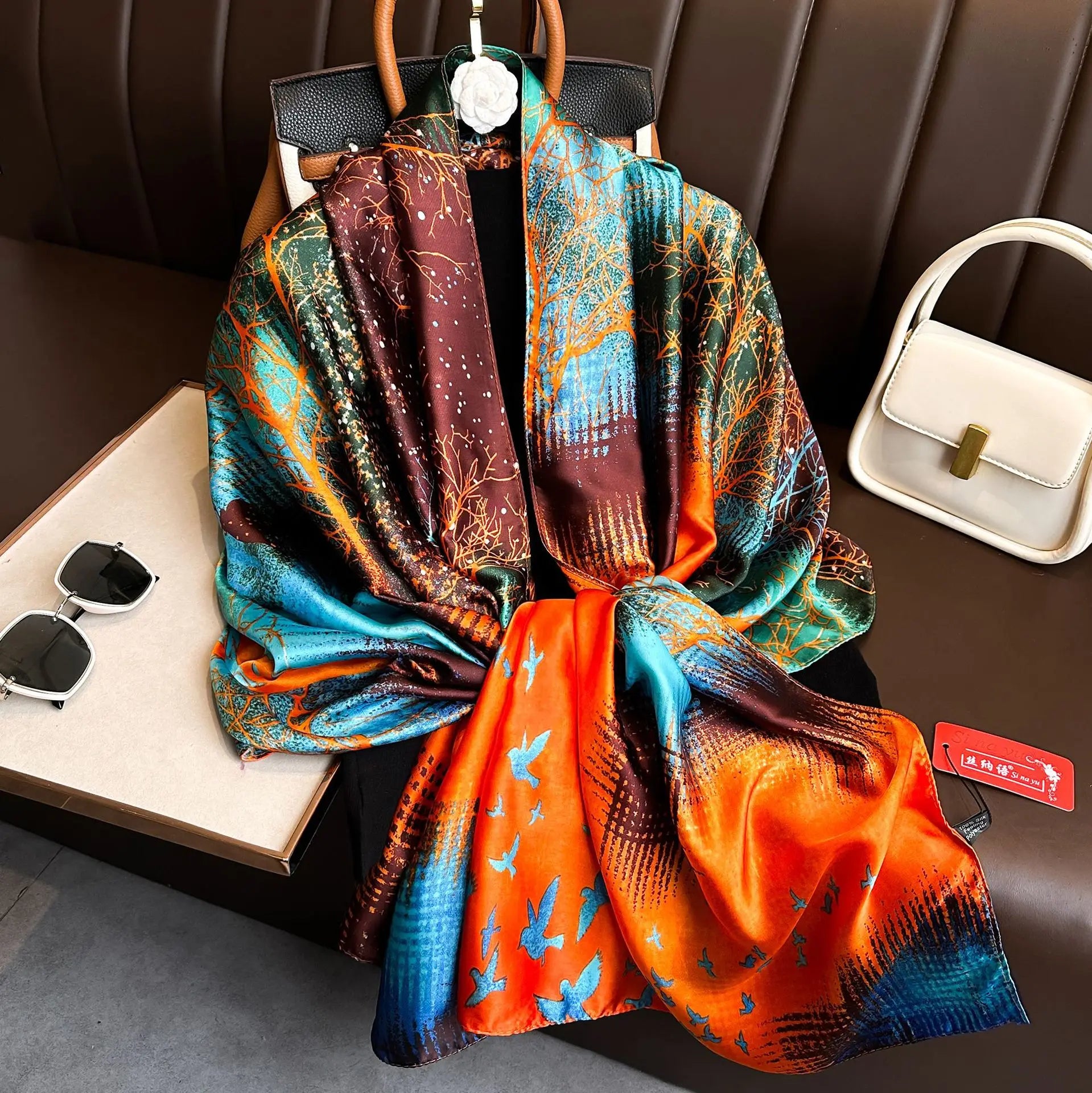 Luxury Brand Silk Scarves Women Fashion Print 180X90CM Long Silk Headscarf