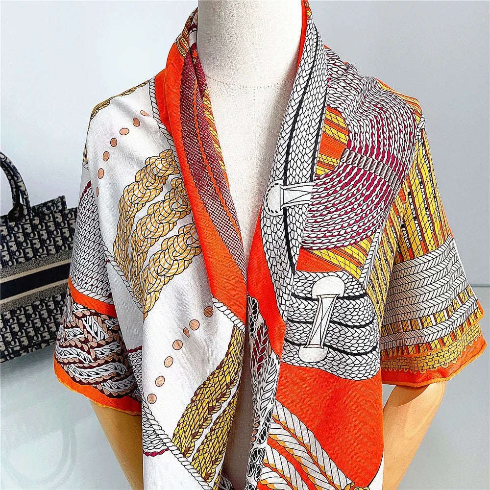 Elegant Faux Silk Wool Scarf 130x130cm Smooth Soft Large Gift Ladies Warm Wrap