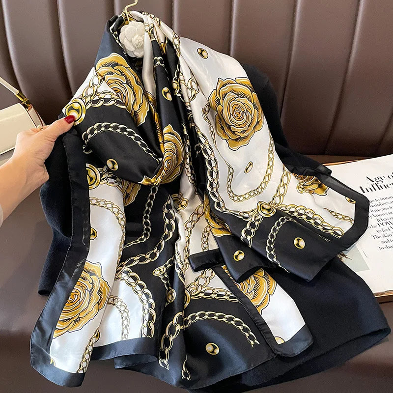 180*90cm Luxury Brand Women Scarf Summer Silk Shawl Lady Wrap Soft Design