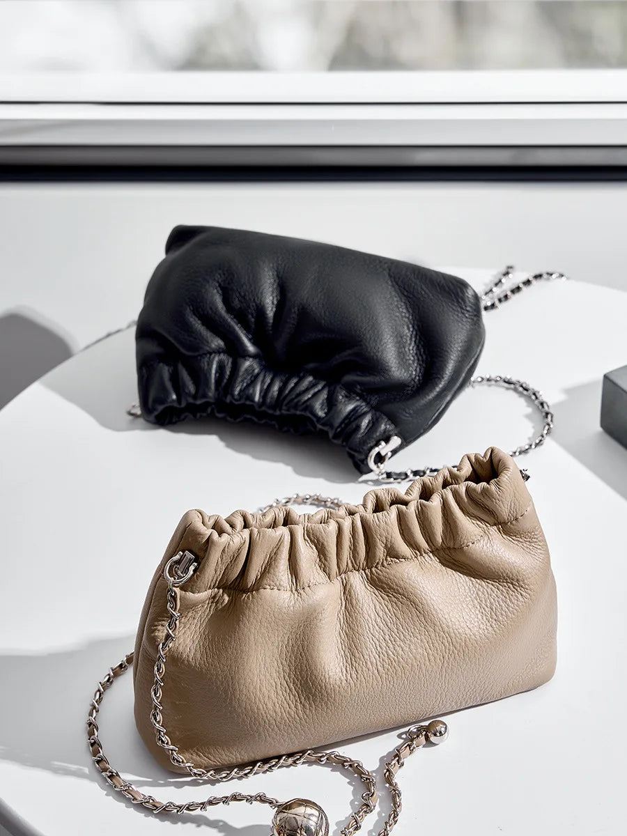 Genuine Leather Women Shoulder Bags Luxury Brand Small Chain Flap Bags