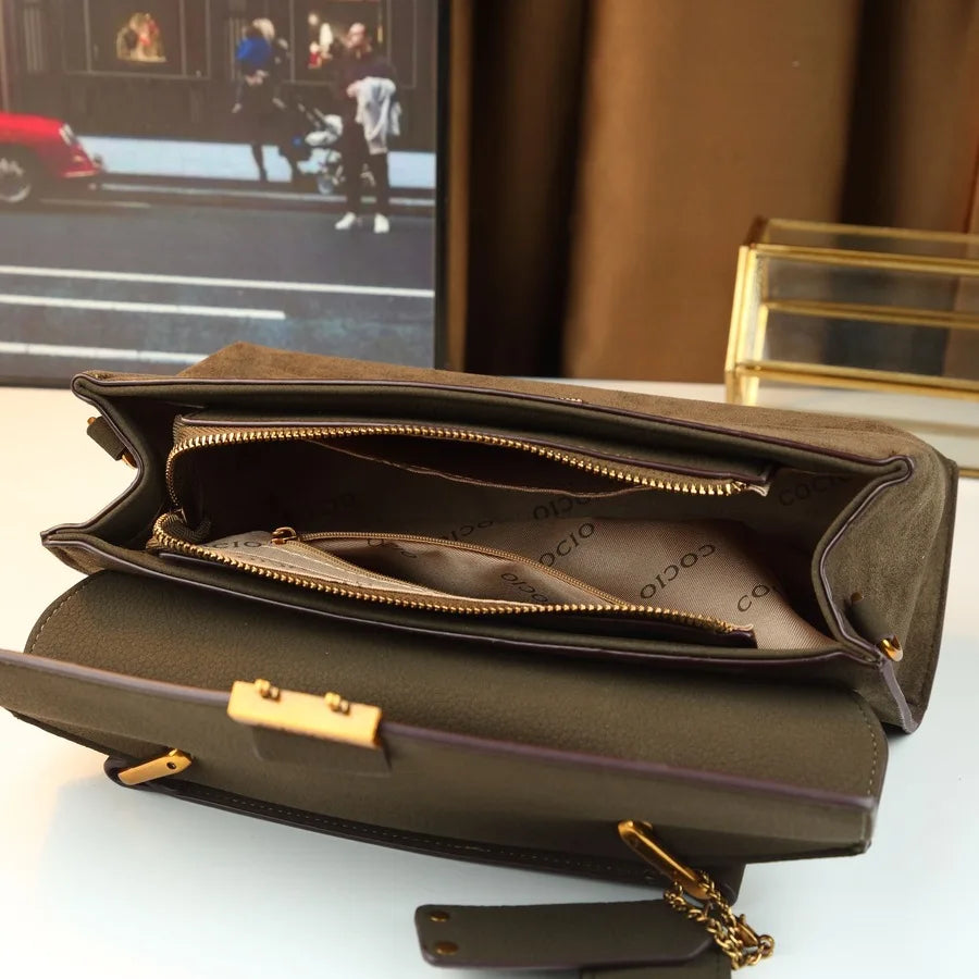Lychee Pattern Handbag Twist Lock Bag Fashion Messenger Bag