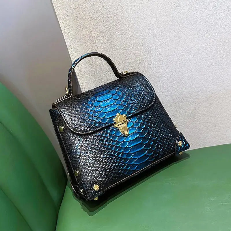 Luxury Designer Brand Cowhide Crocodile Retro Handbag