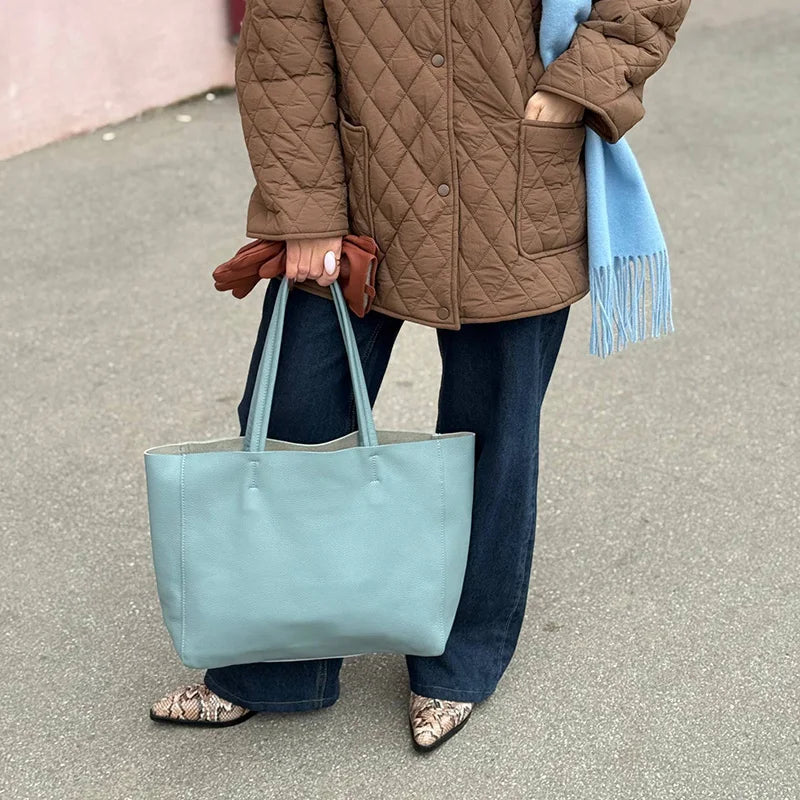 Luxury Bag Casual Tote Fashion Handbag Soft Cowhide