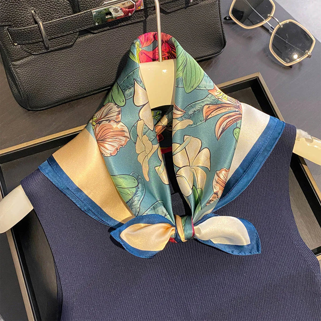 100% Real Silk Scarf Print Bandana 53cm Square Scarves