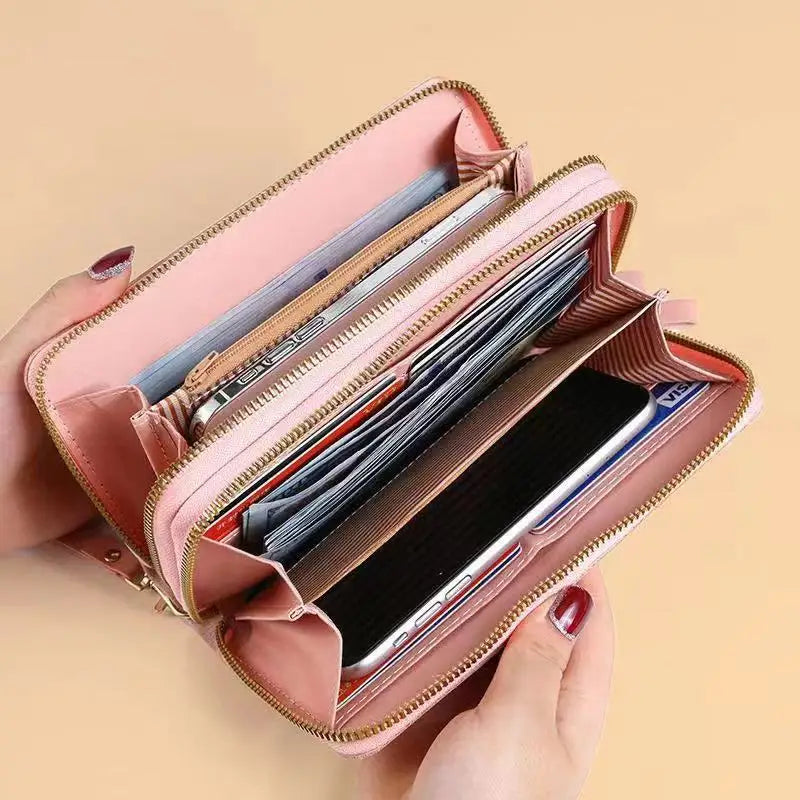 Double zipper clutch wallet long stylish large-capacity