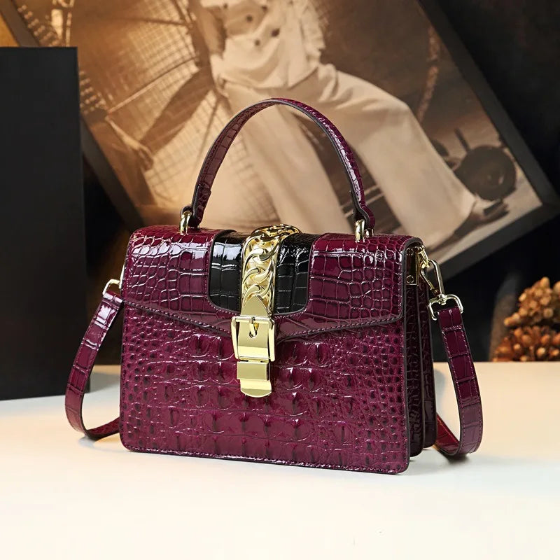 Women's fashion leather crocodile pattern handbag messenger bag small shoulder bag