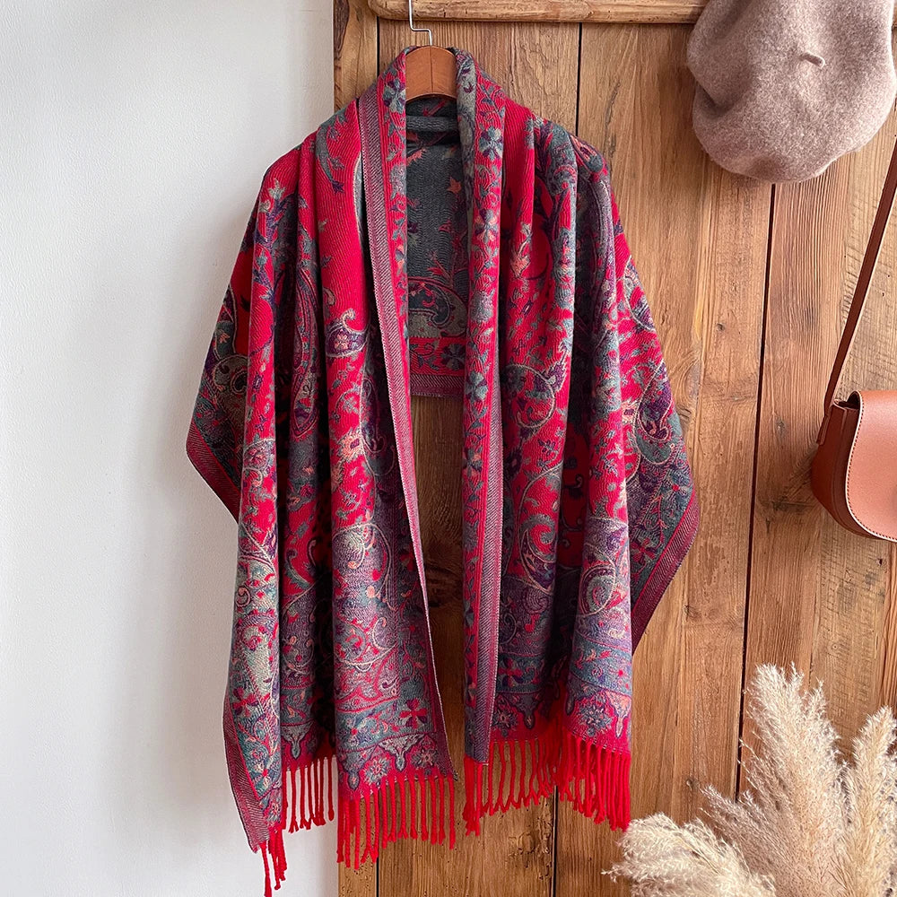 Tassel Blanket Design Thick Warm Shawl Wrap Cashmere Scarf